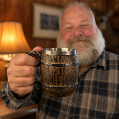 The Magnus Mug™ — Viking Wood-Barrel Tankard