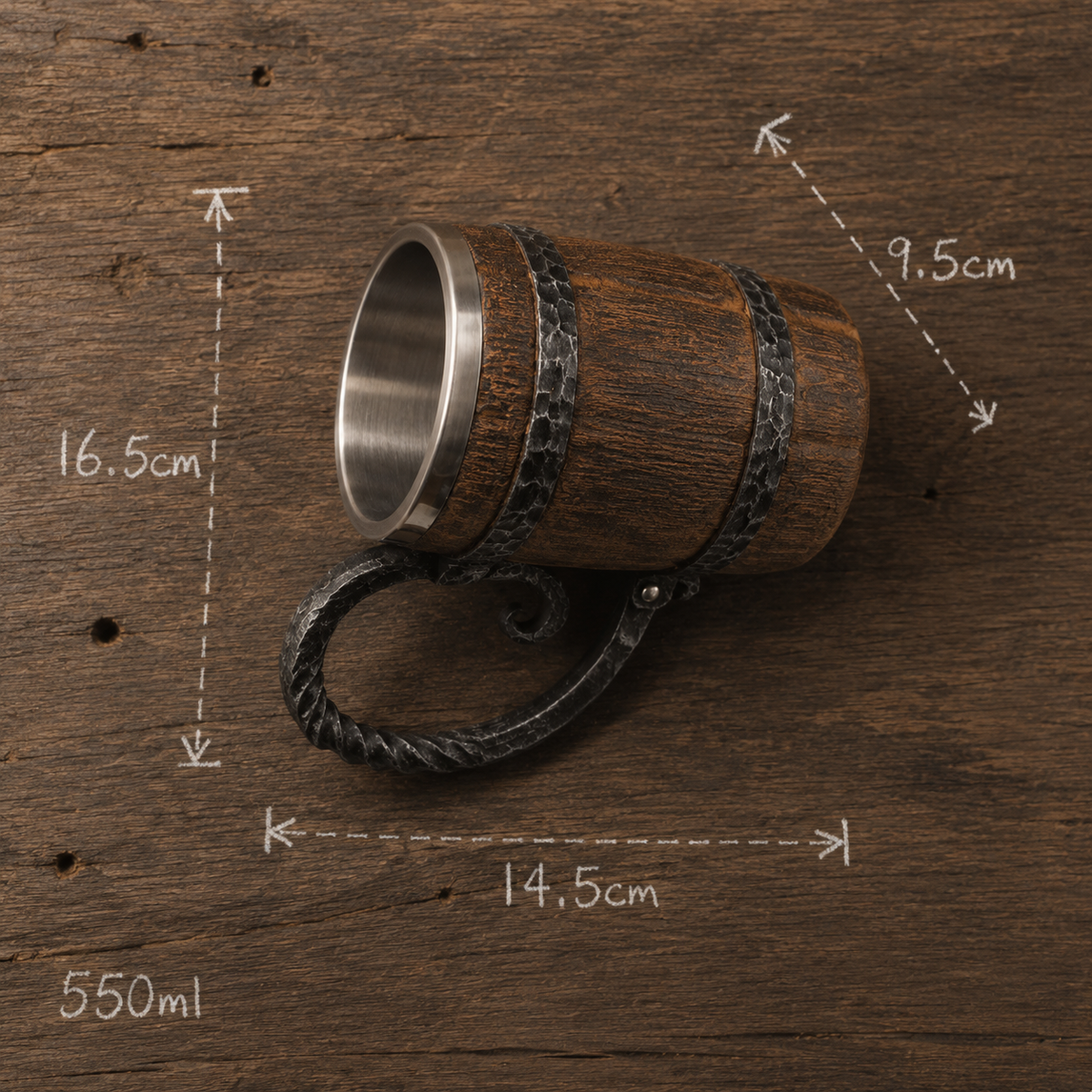 The Magnus Mug™ — Viking Wood-Barrel Tankard
